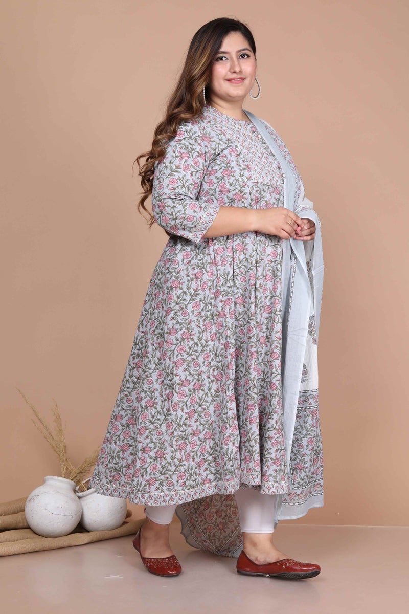 Miravan Floral Anarkali Kurta & Dupatta Set for Women - Image 2